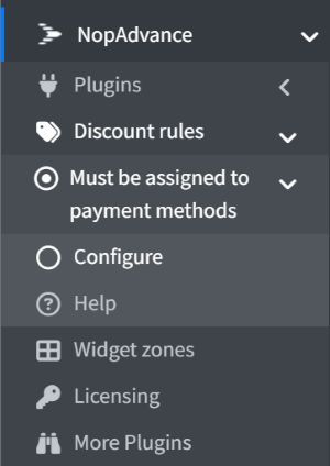 on payment method navigation menu